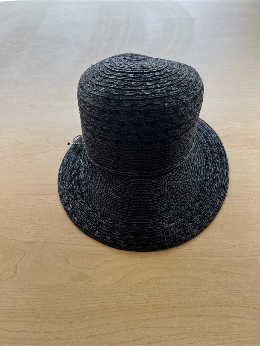 Nine West Black Woven Straw Cloche Hat